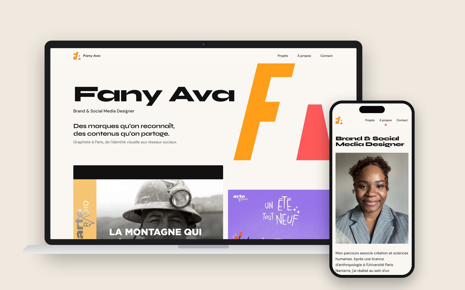 Le portfolio sur ordinateur et mobile