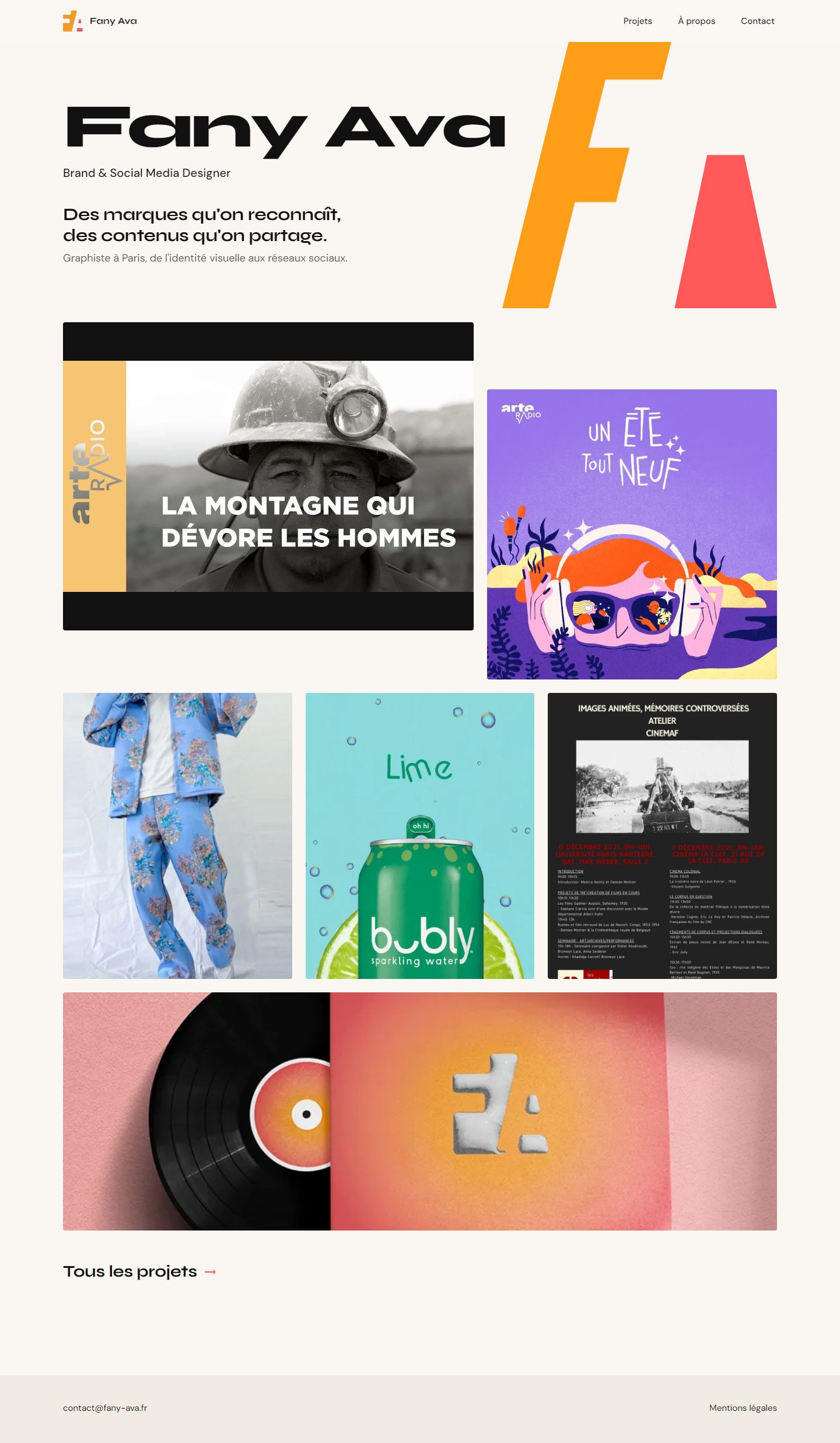 Page d'accueil du portfolio