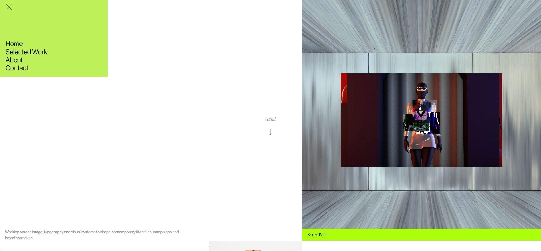 Page d'accueil du site portfolio
